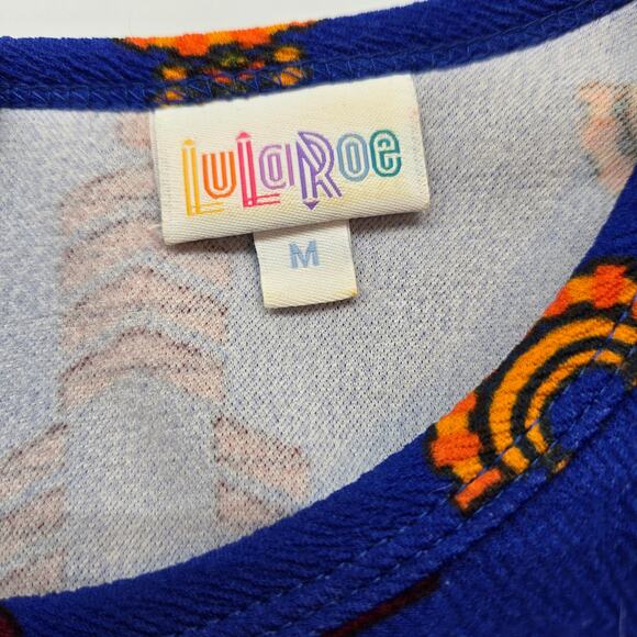 Lularoe Women's Dress Medium M Blue Orange Sleeves Misses Size 8 10 - Picture 3 of 6